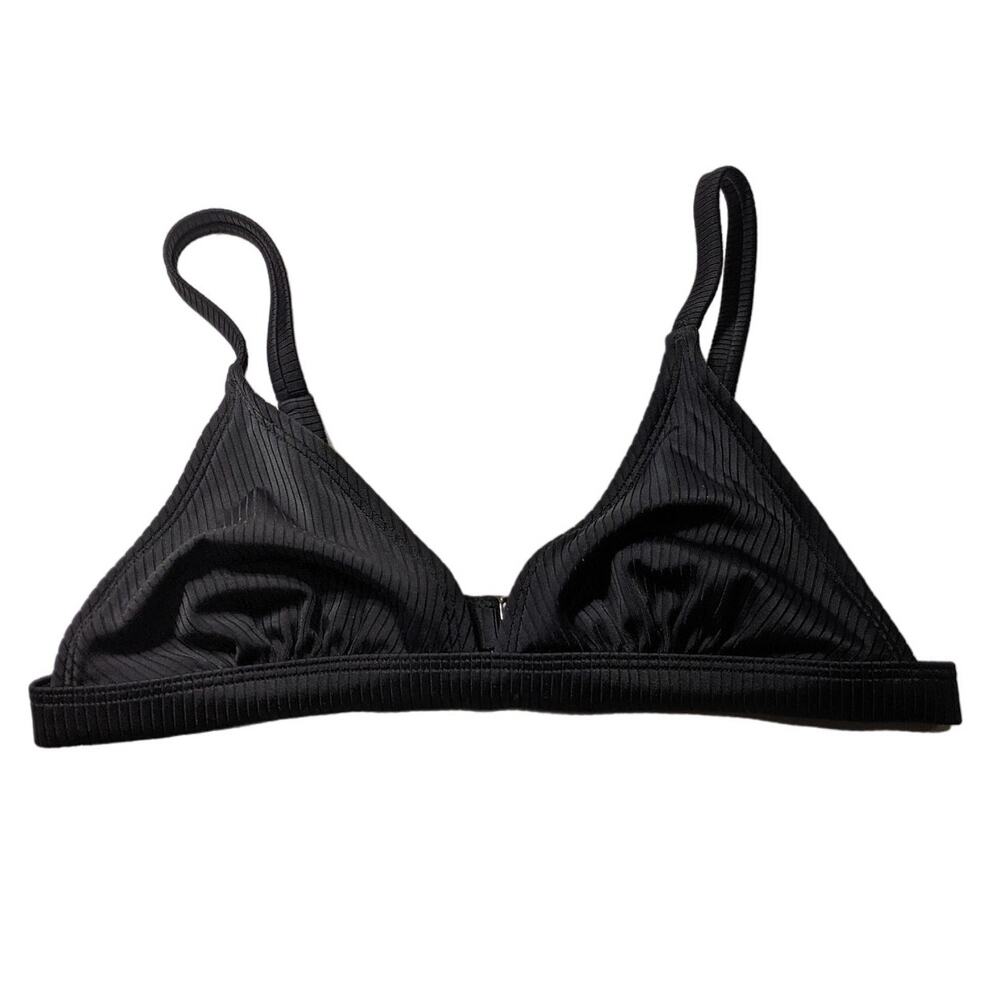 Xhilaration Black Ribbed Bikini Top Juniors‎ Small Triangle Top Knit Swimsuit
